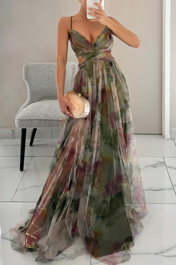 Liora™ | Elegantes Maxikleid mit Aquarell-Print