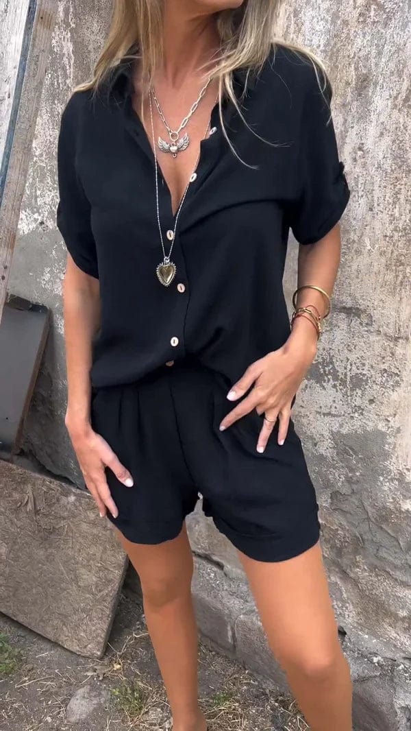 Linnea™ | Set aus Hemd mit Knopfleiste und Shorts