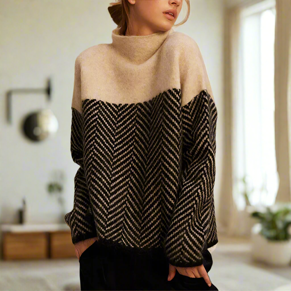 Elen | Damen Chevron Rollkragenpullover
