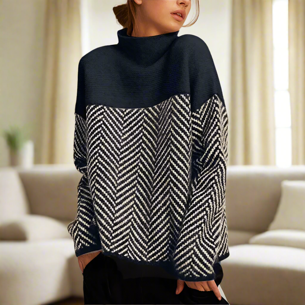 Elen | Damen Chevron Rollkragenpullover