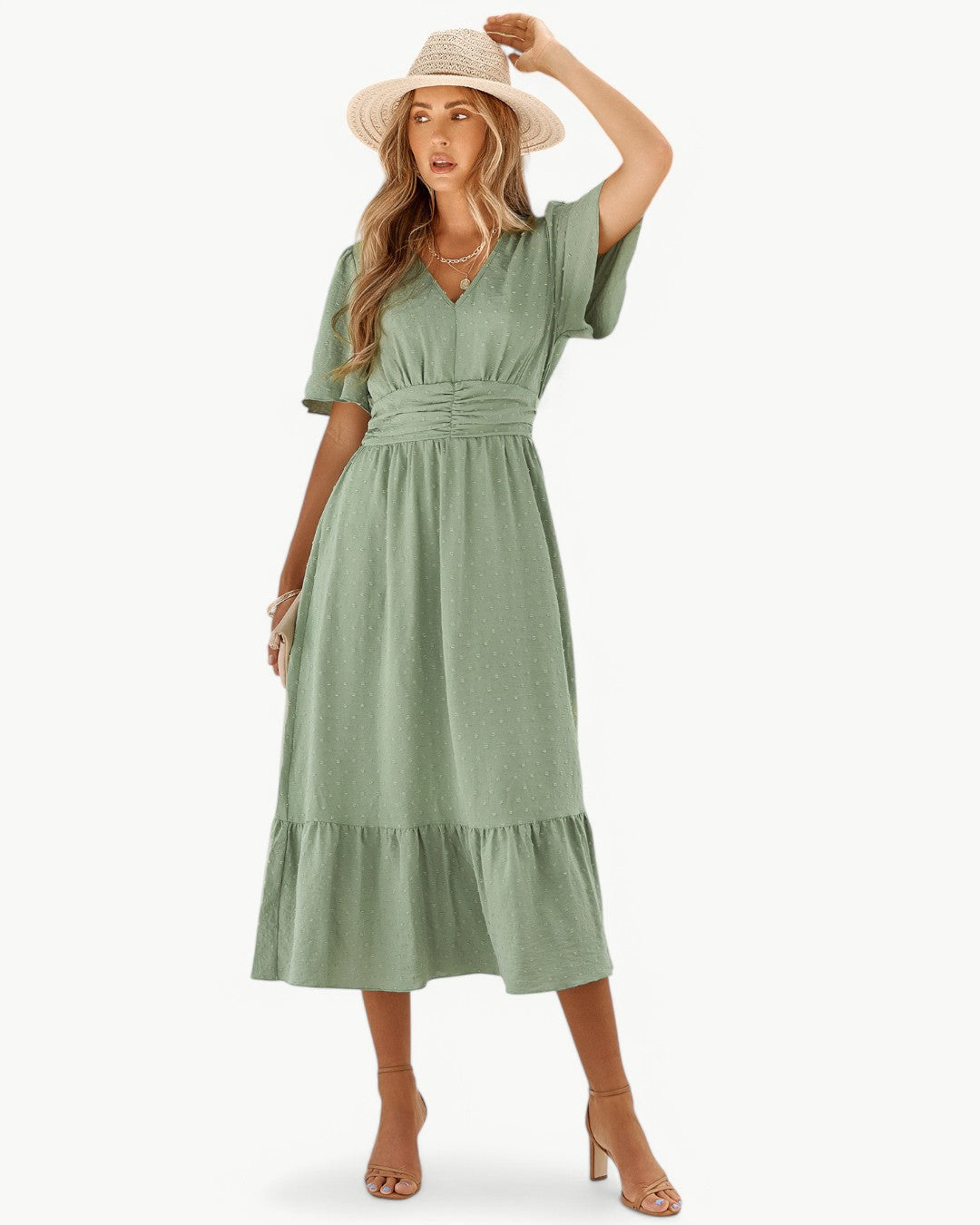 Cécile™ | Fließendes Midikleid mit Smoktaille