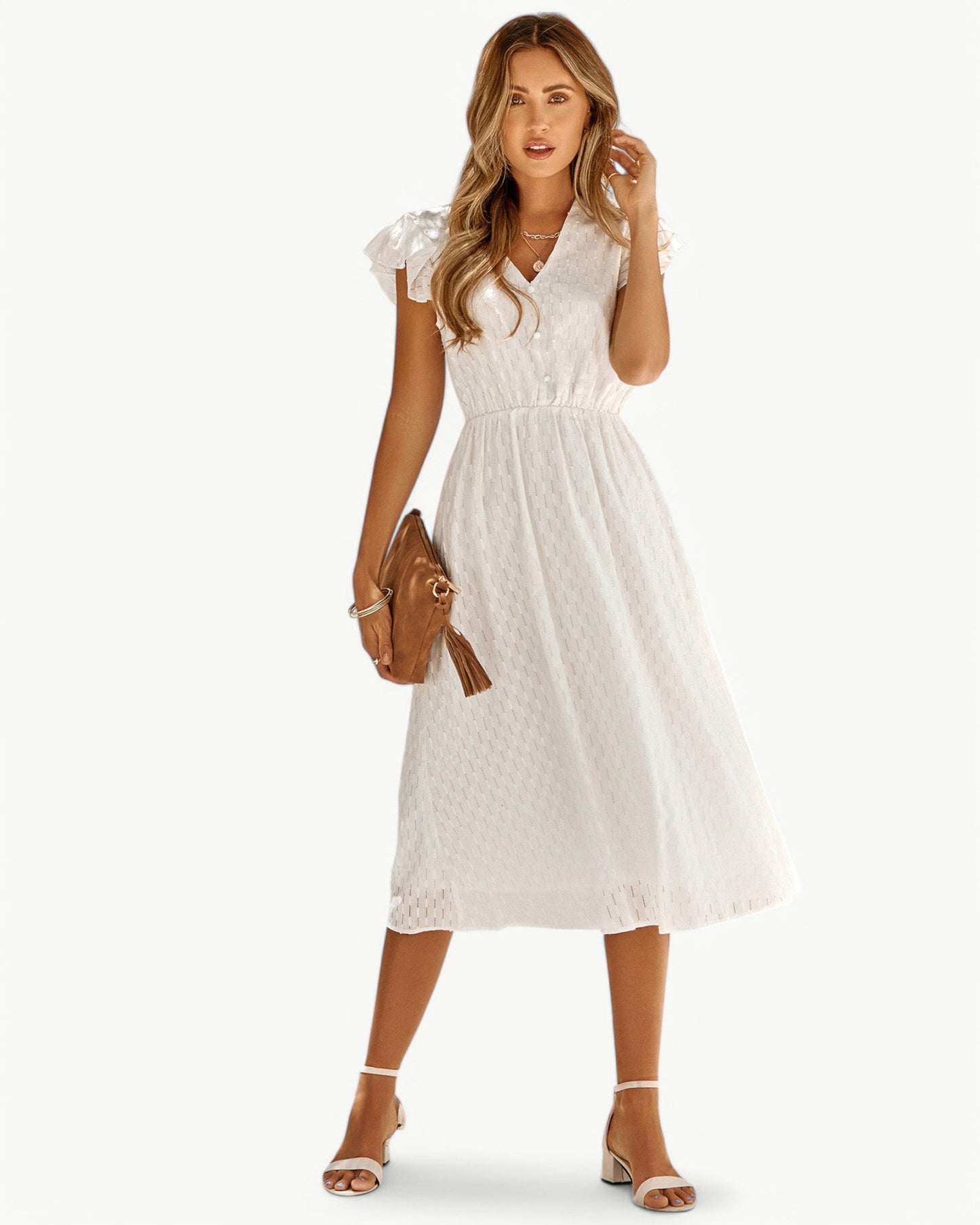 Hilaire™ | Midikleid mit Knopfleiste & Volantärmeln