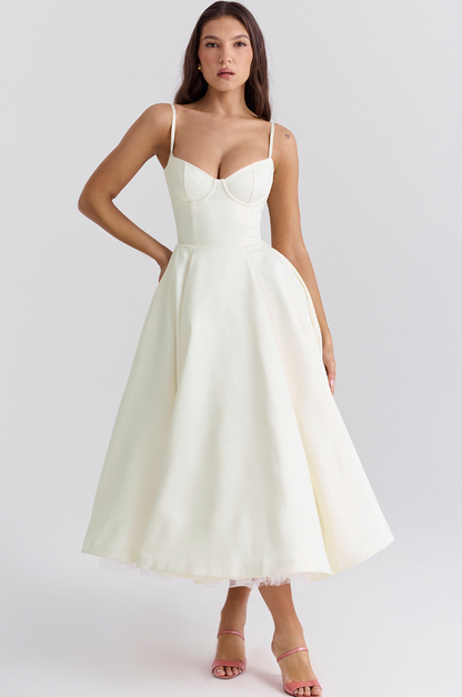 Julia™ | Satiniertes Bustier-Midikleid