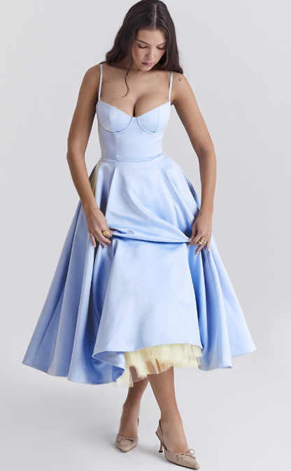 Julia™ | Satiniertes Bustier-Midikleid
