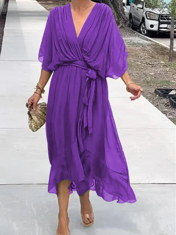 Aurora™ | Chiffon-Midikleid mit Wickeloptik