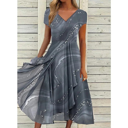 Stella™ | Midikleid mit Wirbelmuster und V-Ausschnitt
