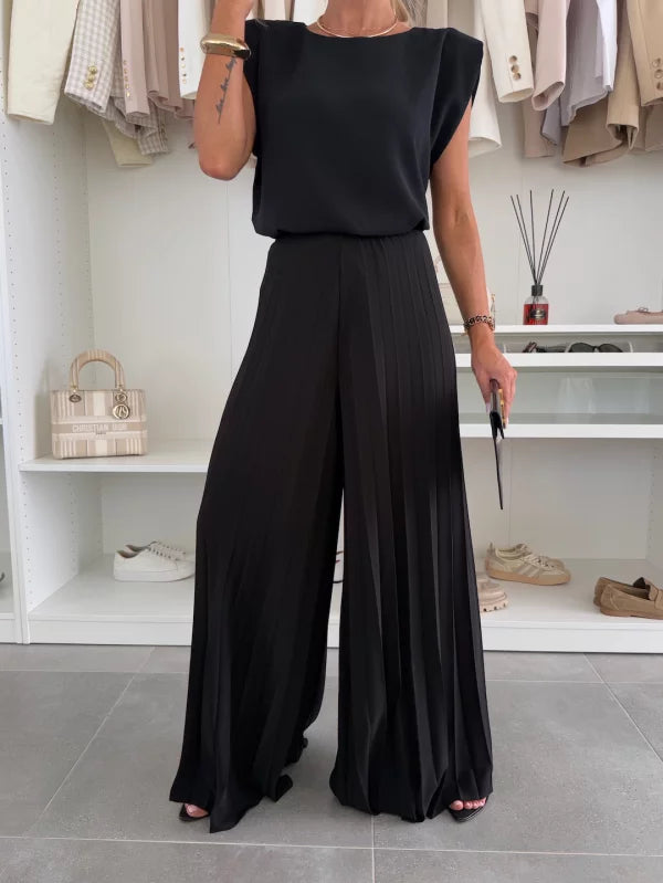Lanie™ | Elegantes Set mit plissierter Palazzo-Hose