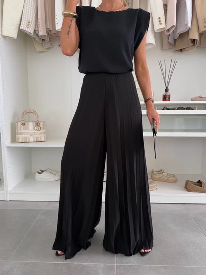 Lanie™ | Elegantes Set mit plissierter Palazzo-Hose