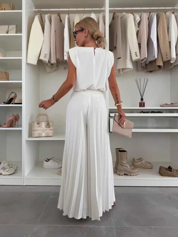 Lanie™ | Elegantes Set mit plissierter Palazzo-Hose