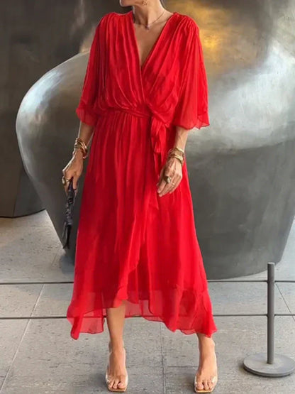 Aurora™ | Chiffon-Midikleid mit Wickeloptik