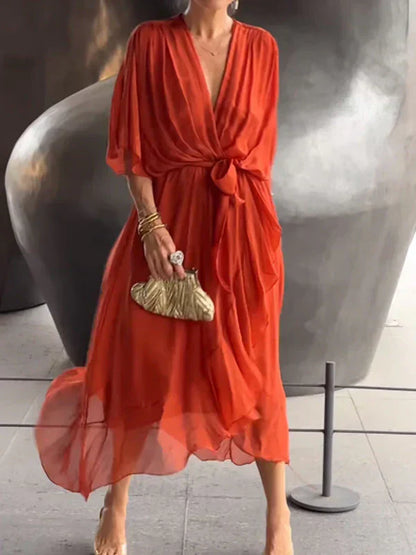 Aurora™ | Chiffon-Midikleid mit Wickeloptik
