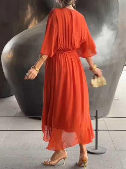 Aurora™ | Chiffon-Midikleid mit Wickeloptik