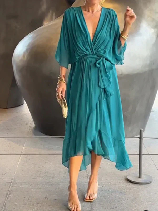 Aurora™ | Chiffon-Midikleid mit Wickeloptik