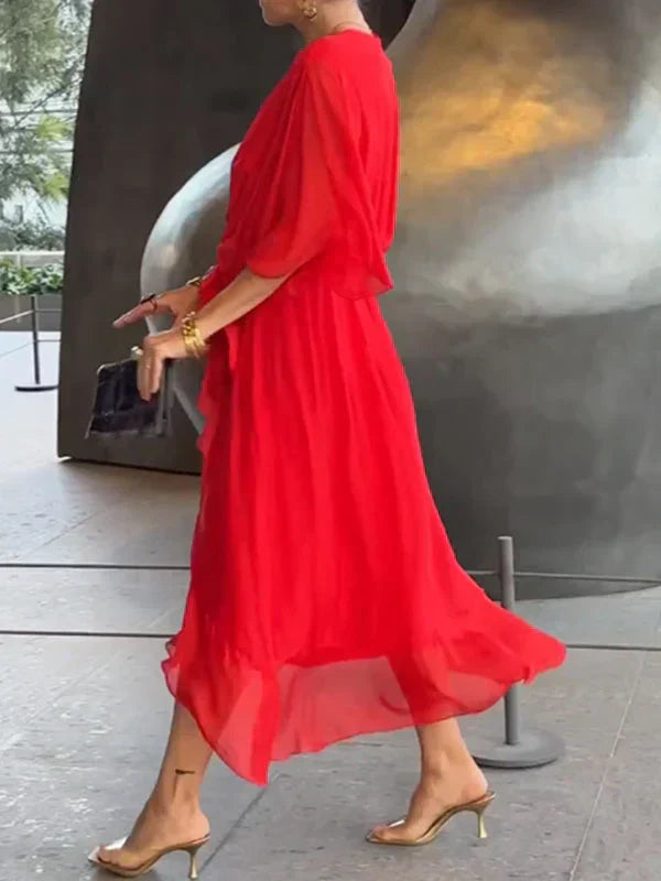 Aurora™ | Chiffon-Midikleid mit Wickeloptik