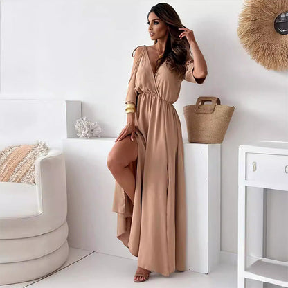 Valentina™ | Schulterfreies Fließendes Maxikleid
