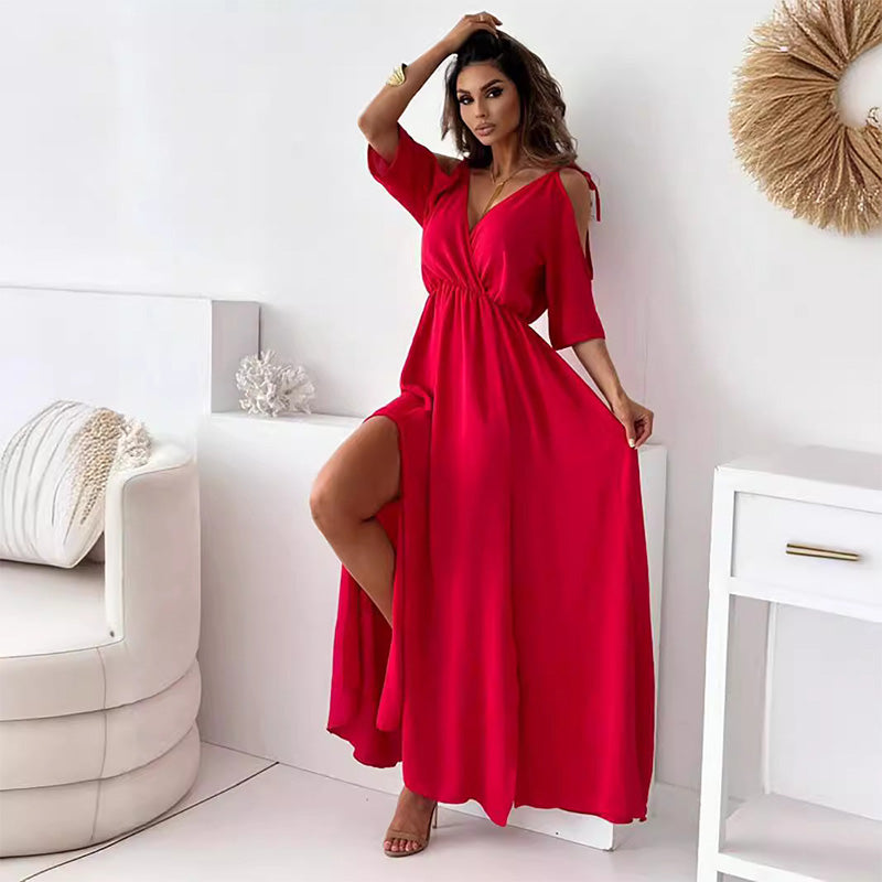 Valentina™ | Schulterfreies Fließendes Maxikleid