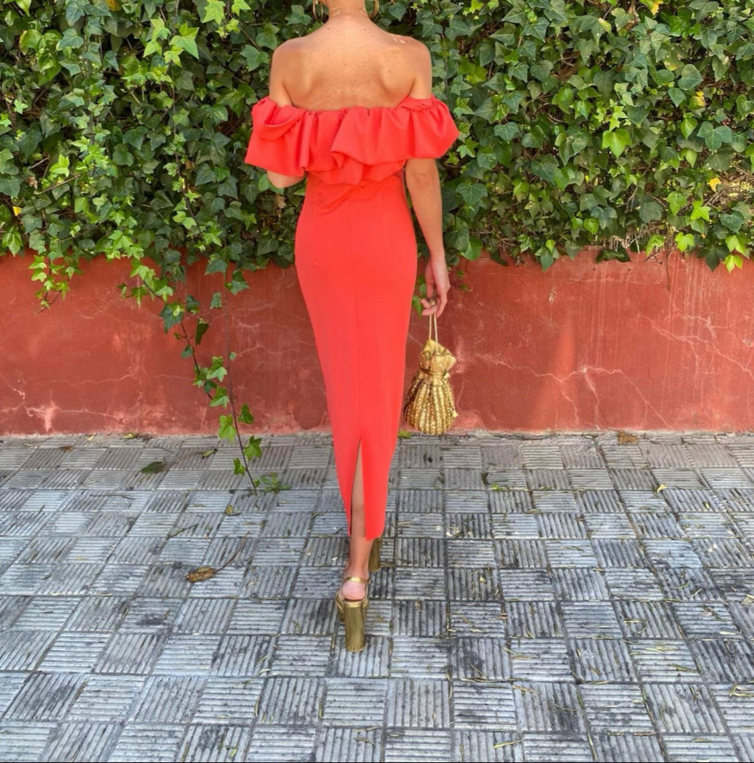 Lorena™ | Schulterfreies Rüschen-Bodycon-Kleid