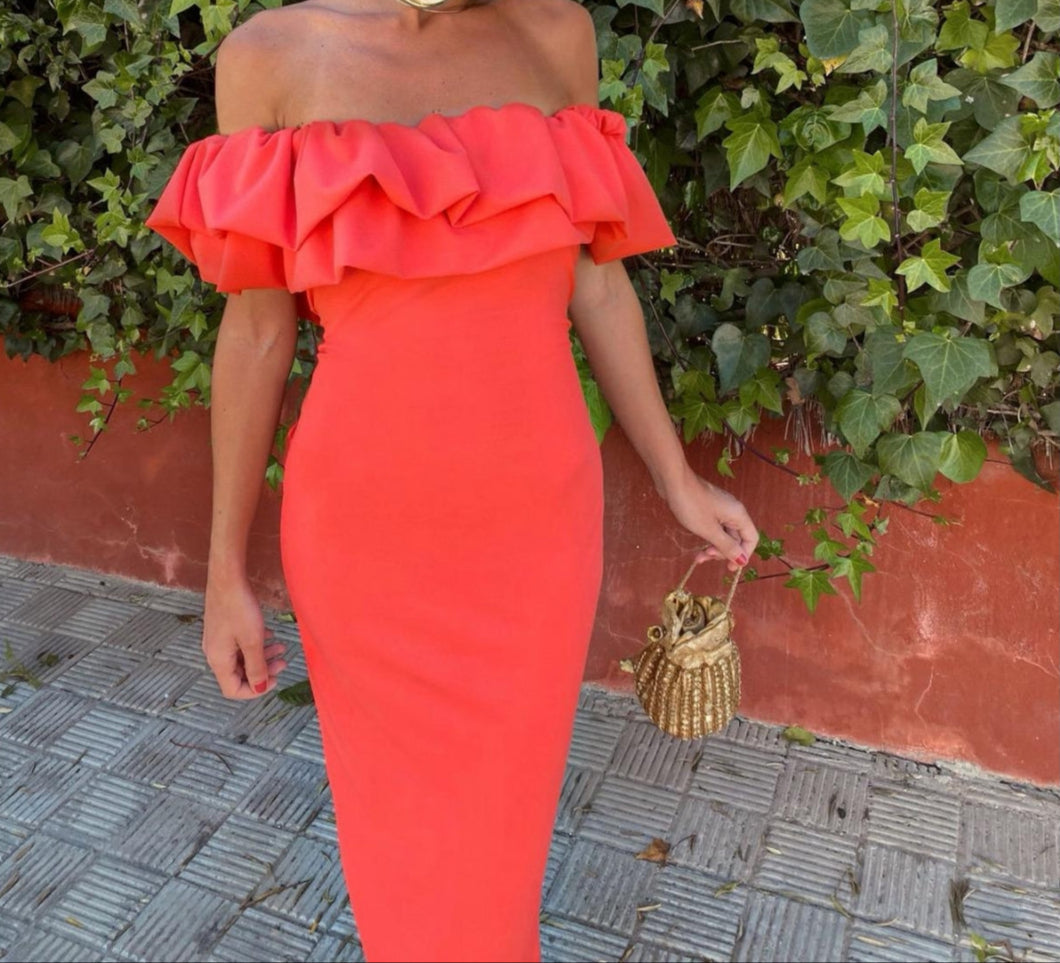 Lorena™ | Schulterfreies Rüschen-Bodycon-Kleid
