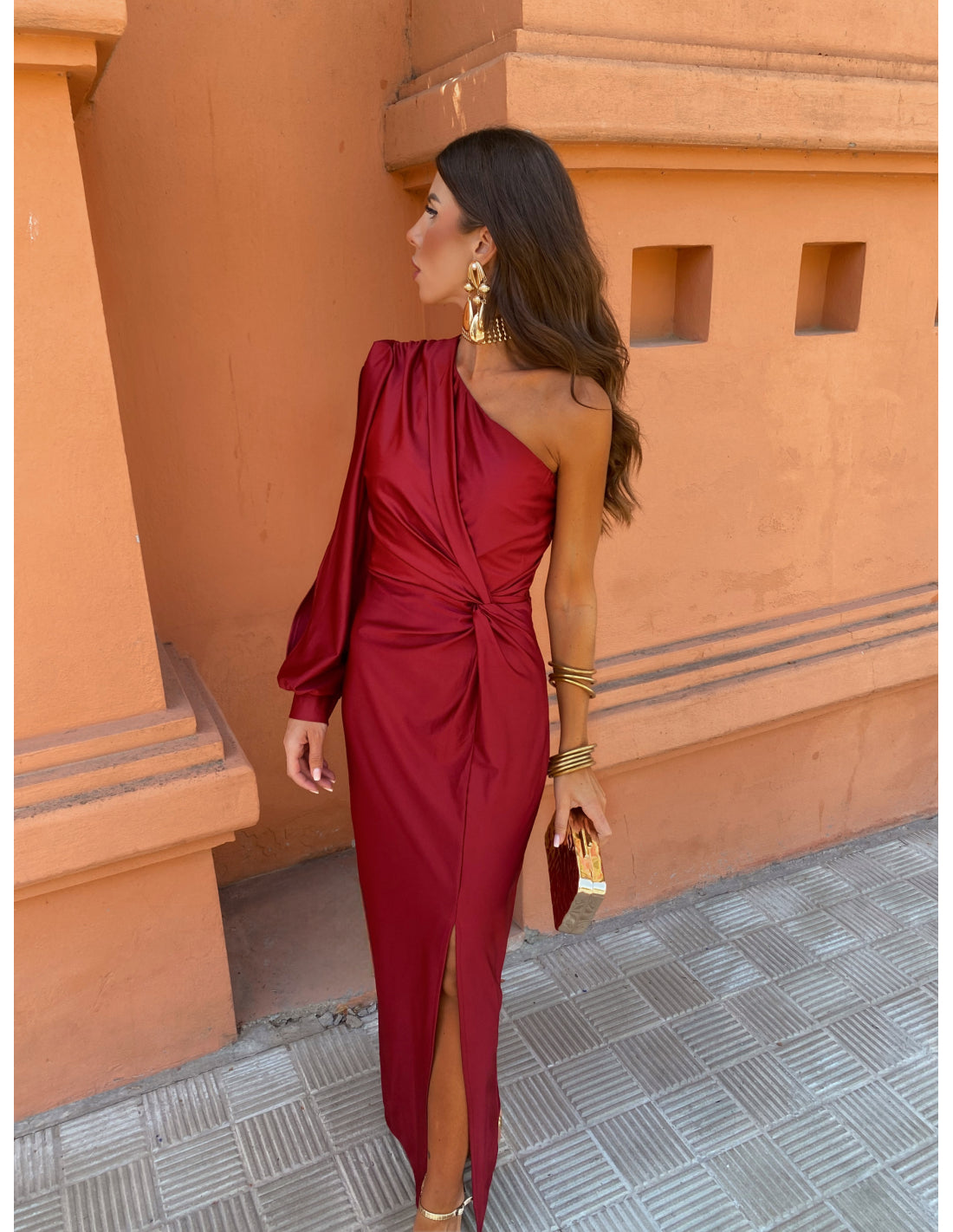 Alaysia™ | One-Shoulder Kleid mit Drapierung & Knoten