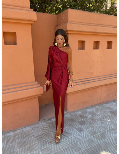 Alaysia™ | One-Shoulder Kleid mit Drapierung & Knoten