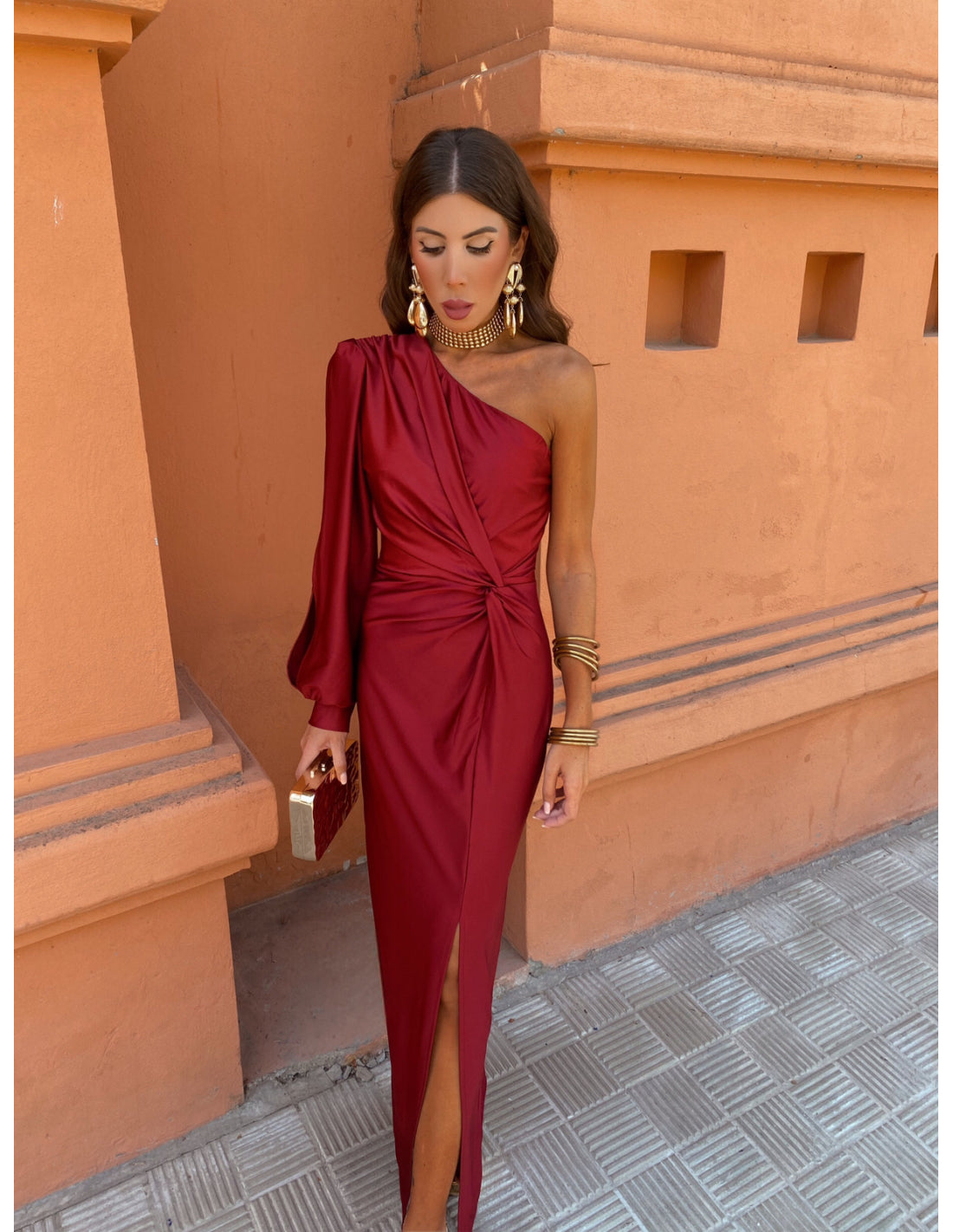 Alaysia™ | One-Shoulder Kleid mit Drapierung & Knoten