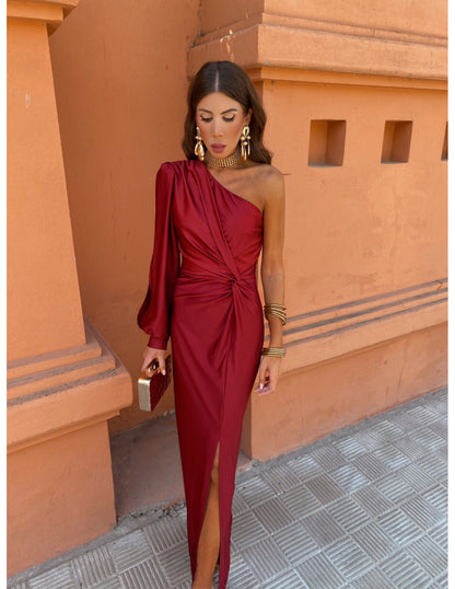 Alaysia™ | One-Shoulder Kleid mit Drapierung & Knoten
