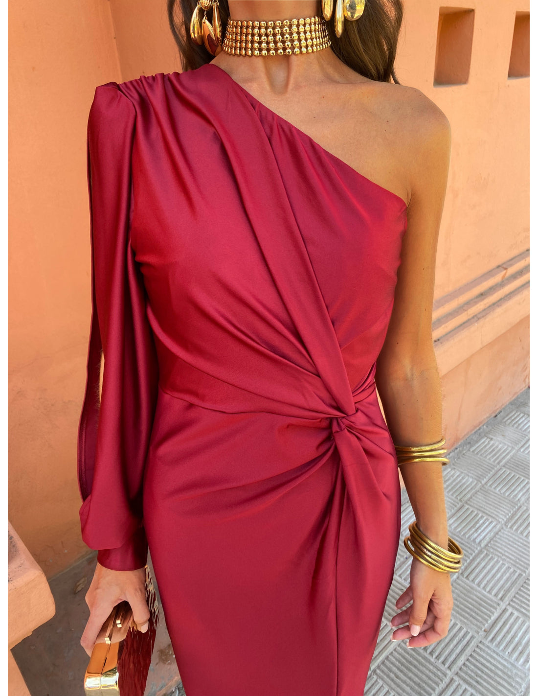 Alaysia™ | One-Shoulder Kleid mit Drapierung & Knoten