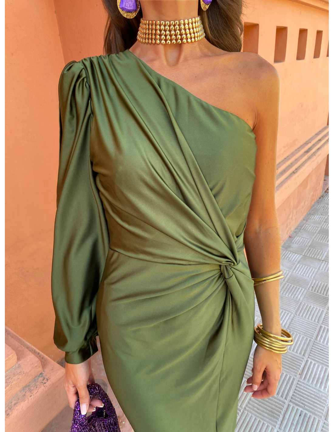 Alaysia™ | One-Shoulder Kleid mit Drapierung & Knoten