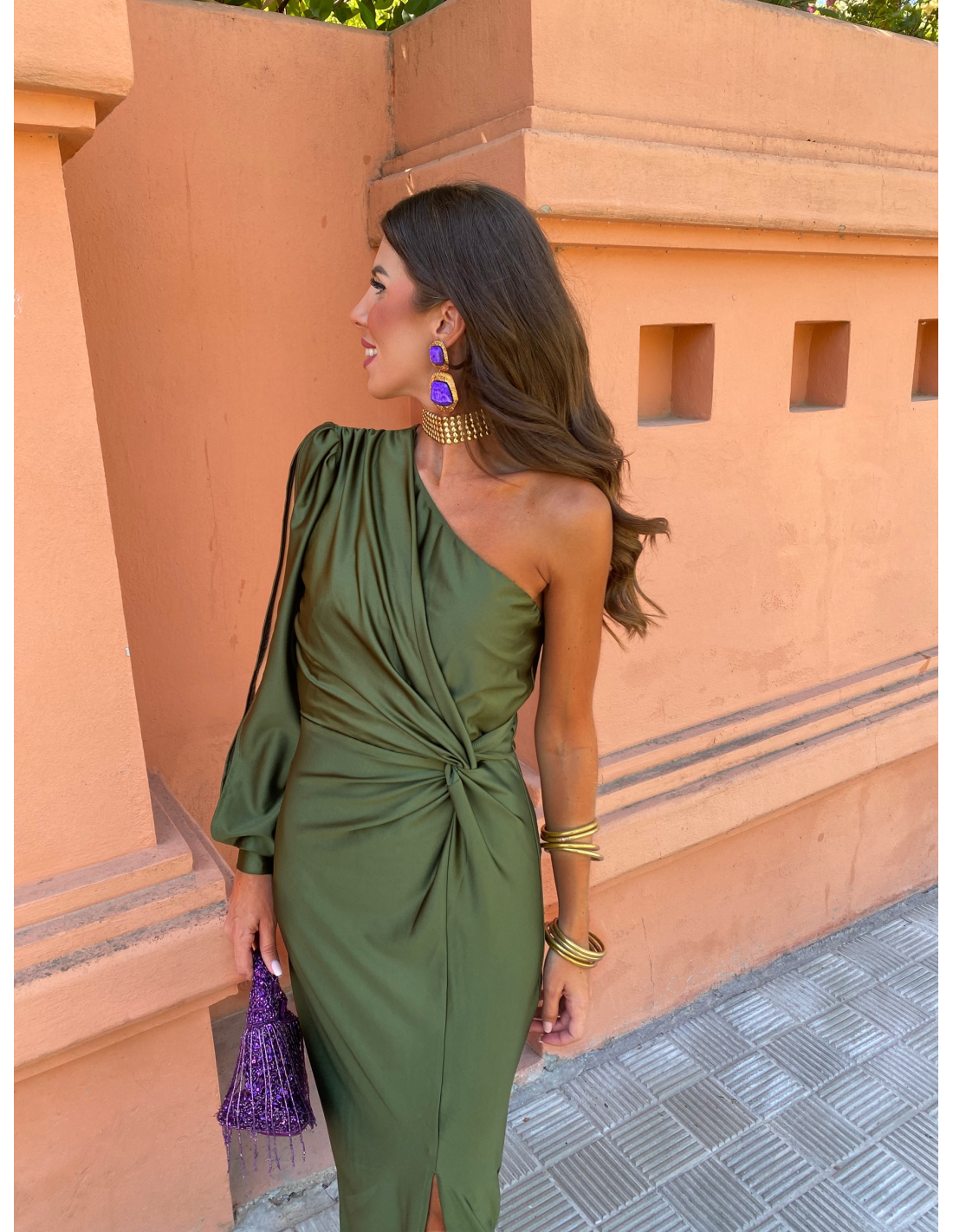 Alaysia™ | One-Shoulder Kleid mit Drapierung & Knoten