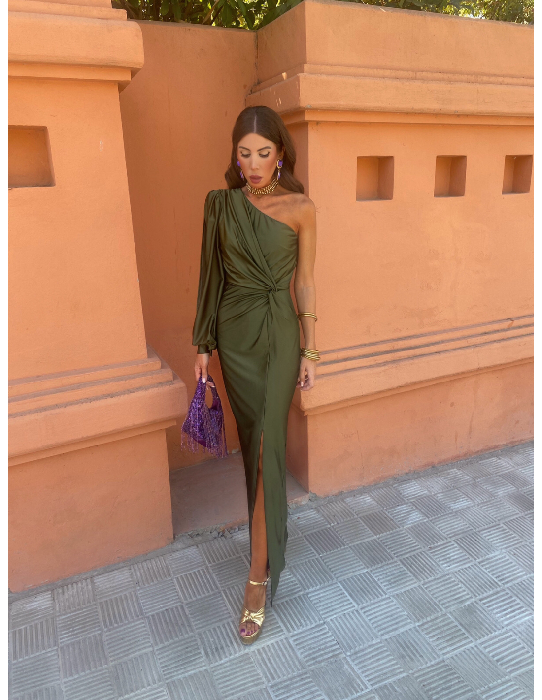 Alaysia™ | One-Shoulder Kleid mit Drapierung & Knoten